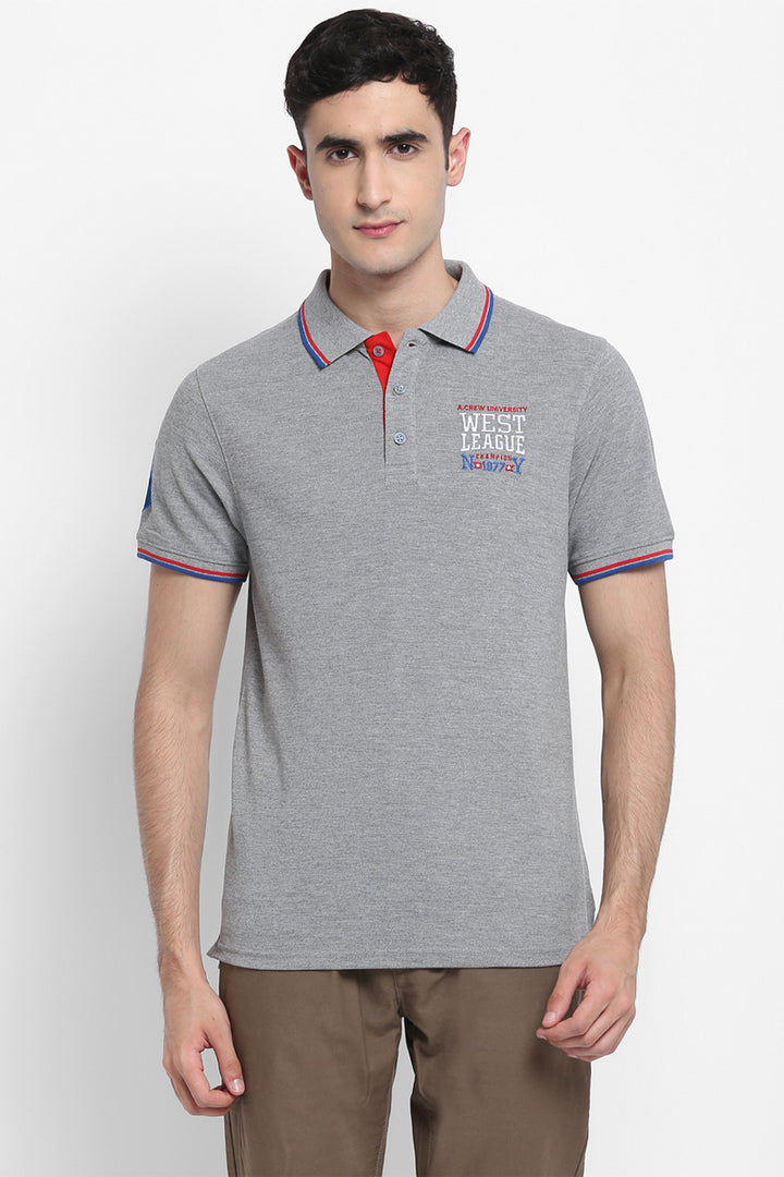 Men's Polo Collar T-Shirt - Grey Melange