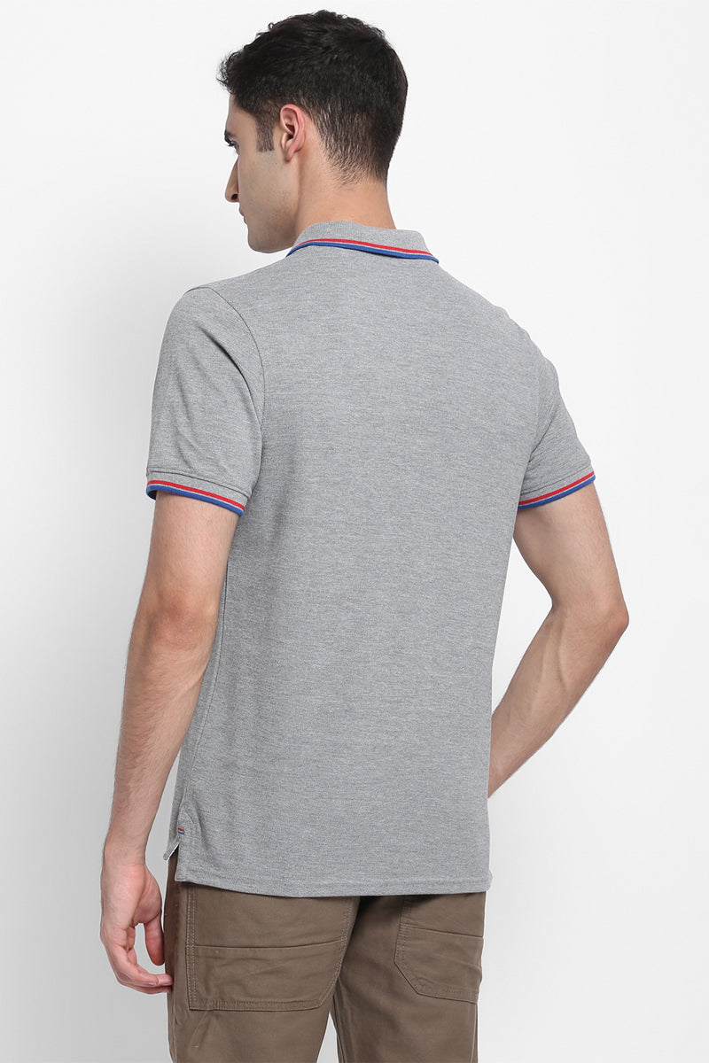 Men's Polo Collar T-Shirt - Grey Melange