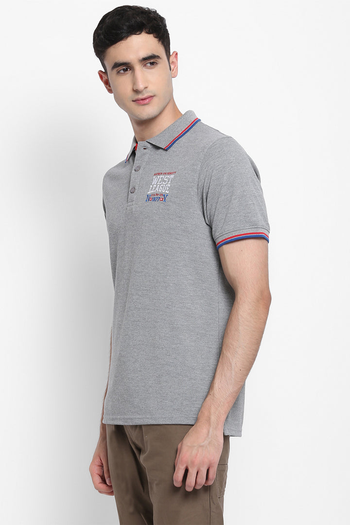 Men's Polo Collar T-Shirt - Grey Melange