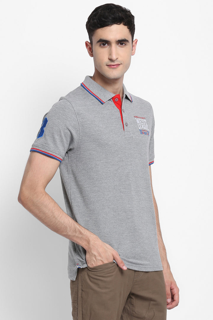 Men's Polo Collar T-Shirt - Grey Melange