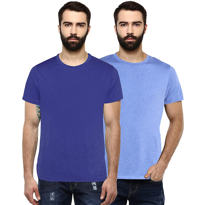 Men's Regular Fit T-Shirt (Pack of 2) - Sky Blue & Deep Navy
