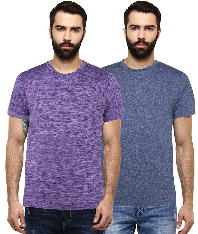 Men's Regular Fit T-Shirt (Combo Pack of 2) - Navy & Purple