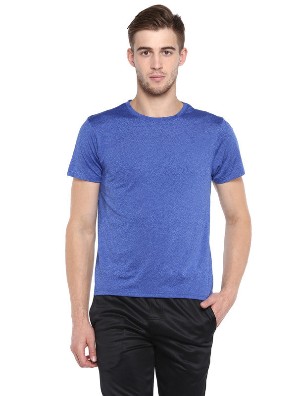 Men's Round Neck Half Sleeves T-Shirts Pack of 2 - Royal Blue Grindle & Charcoal Grindle