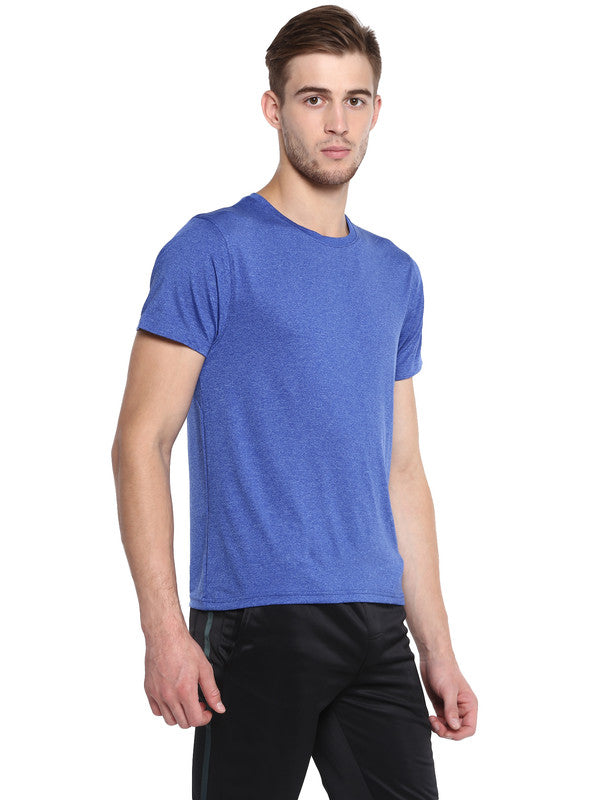 Men's Round Neck Half Sleeves T-Shirts Pack of 2 - Royal Blue Grindle & Charcoal Grindle