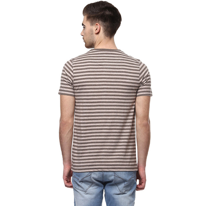 Men's Round Neck T-Shirt - Brown Melange