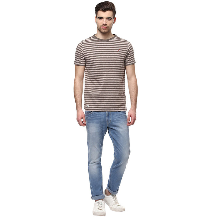 Men's Round Neck T-Shirt - Brown Melange