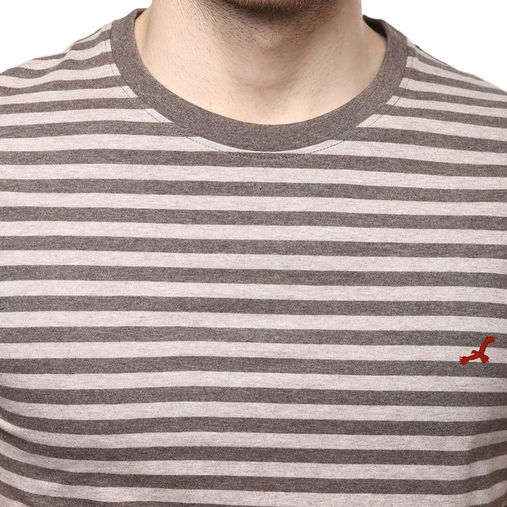 Men's Round Neck T-Shirt - Brown Melange
