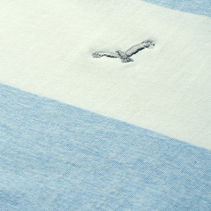 Cotton Round Neck T-Shirt - White & Sky Blue (No Exchange No Refund)