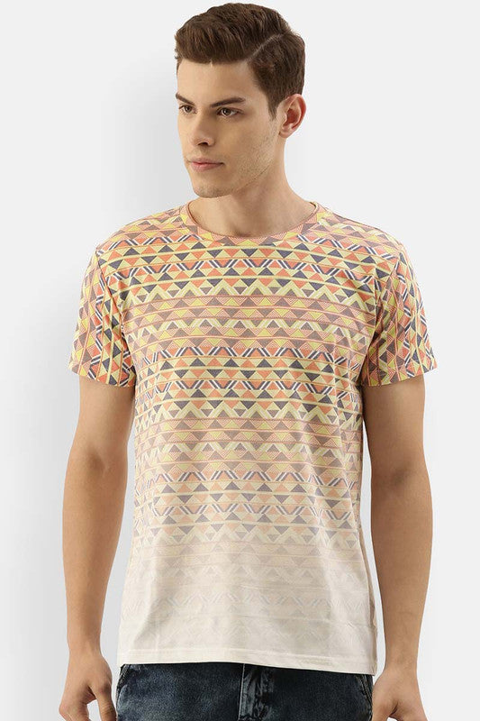 Men's Round Neck Half Sleeves T-Shirt - Yellow & White
