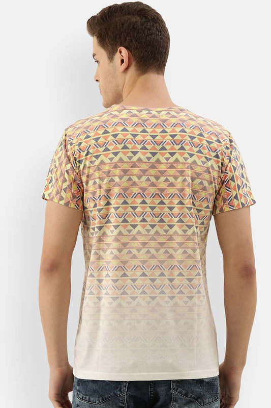 Men's Round Neck Half Sleeves T-Shirt - Yellow & White