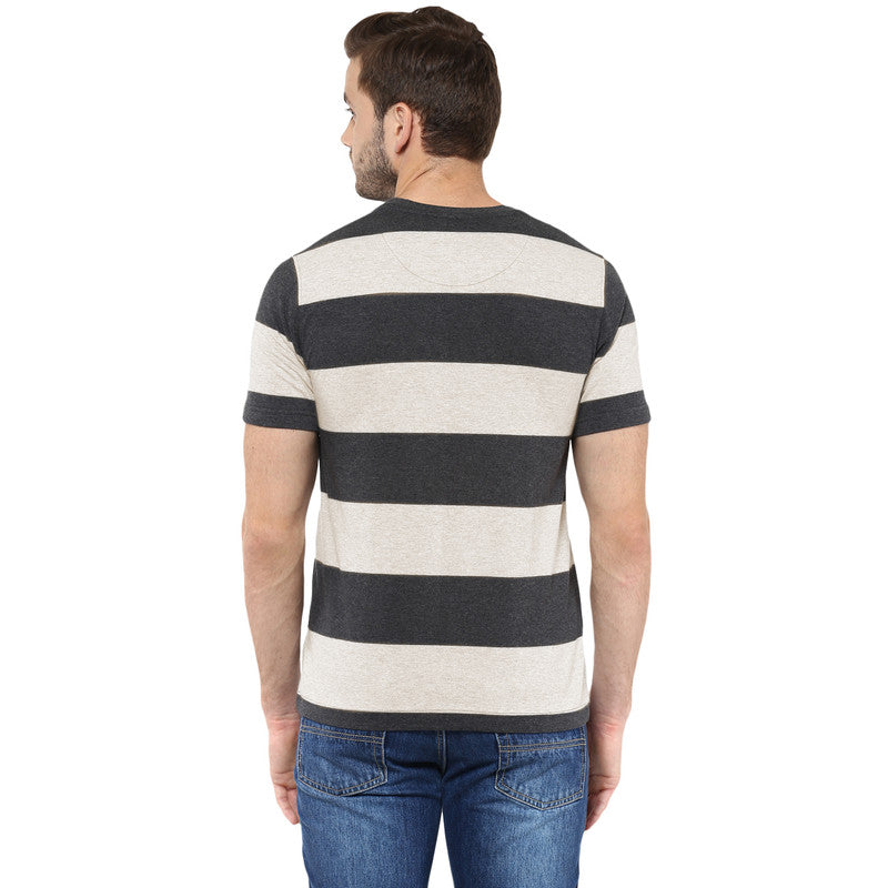 Men's Round Neck T-Shirt - Charcoal Melange and Oatmeal Melange (Clearance - No Exchange No Return)