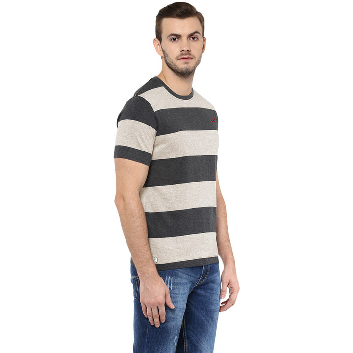 Men's Round Neck T-Shirt - Charcoal Melange and Oatmeal Melange (Clearance - No Exchange No Return)