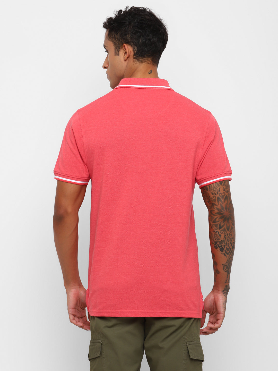 Polo Collar T-Shirt for Men with Pocket - Red Orange Melange