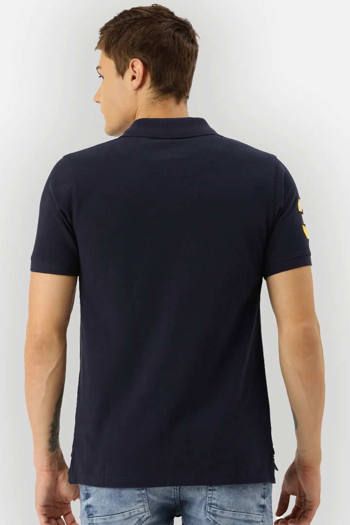 Men's Polo Collar Half Sleeves T-Shirt With Pocket - Dark Navy