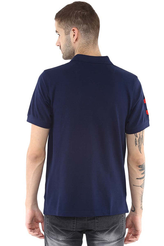 Men's Polo Collar Half Sleeves T-Shirt - Navy Blue