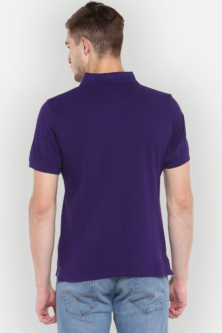 Men's Polo Collar Half Sleeves T-Shirt - Heliotrope