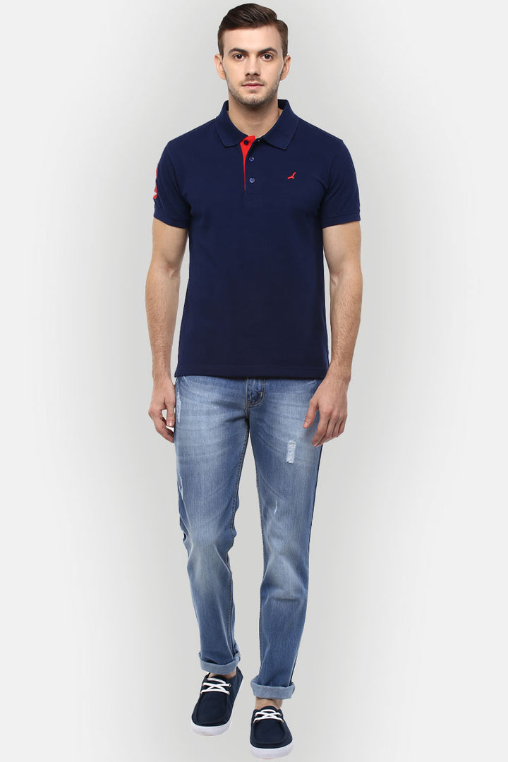 Men's Polo Collar T-Shirt - Navy Blue