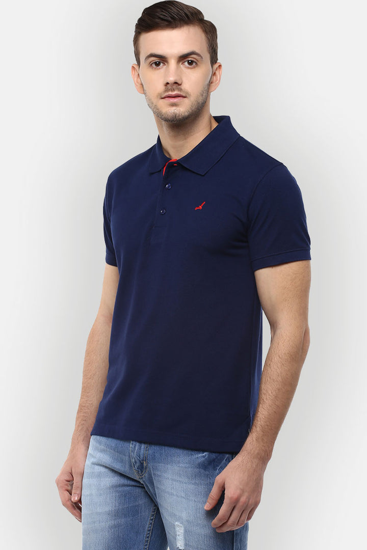 Men's Polo Collar T-Shirt - Navy Blue