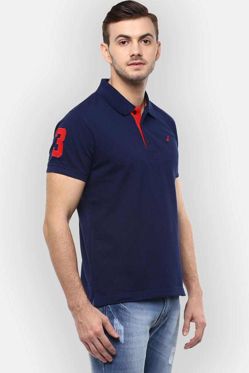 Men's Polo Collar T-Shirt - Navy Blue