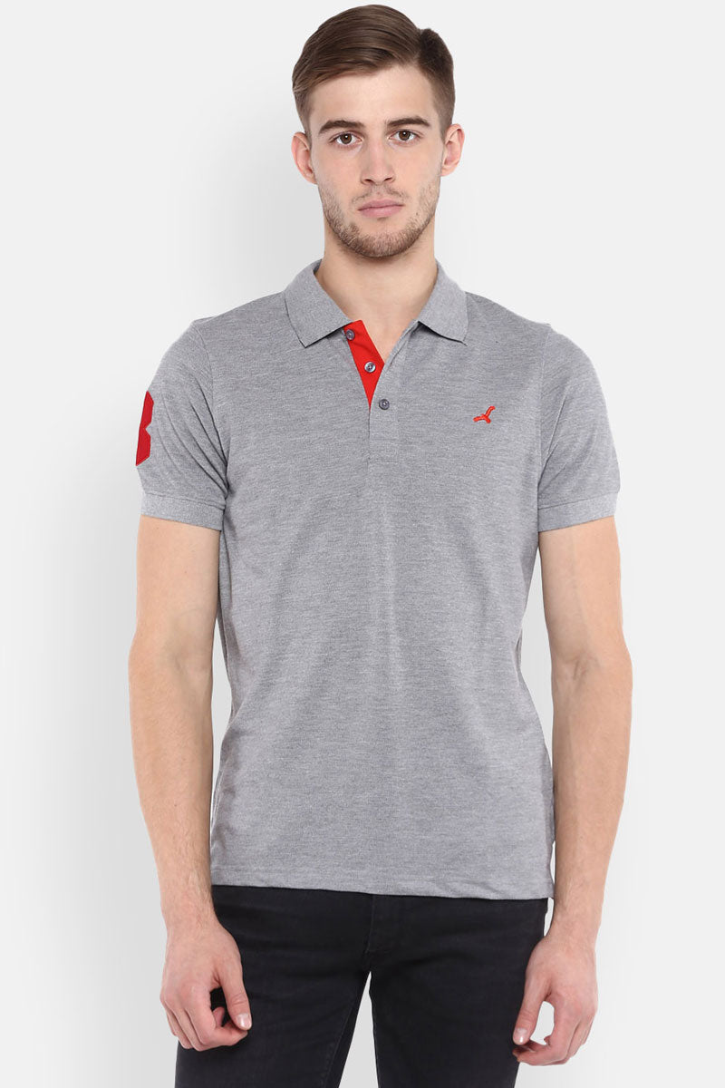 Men's Polo Collar T-Shirt - Grey Melange