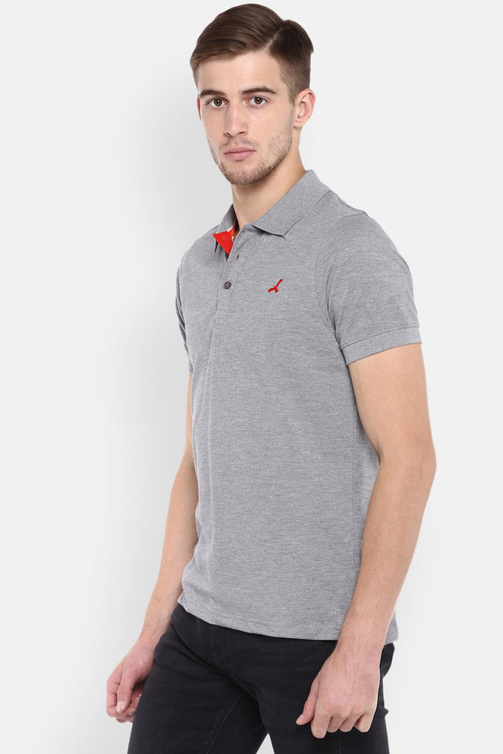 Men's Polo Collar T-Shirt - Grey Melange