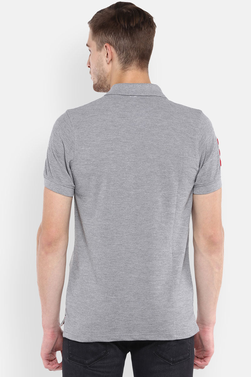 Men's Polo Collar T-Shirt - Grey Melange