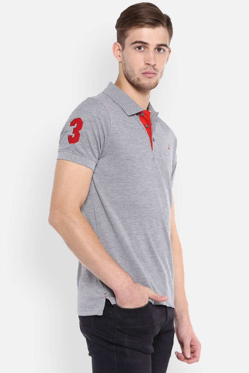 Men's Polo Collar T-Shirt - Grey Melange