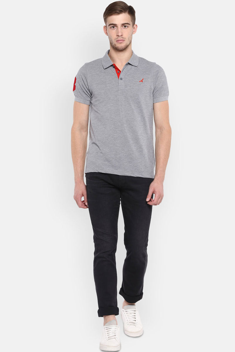 Men's Polo Collar T-Shirt - Grey Melange