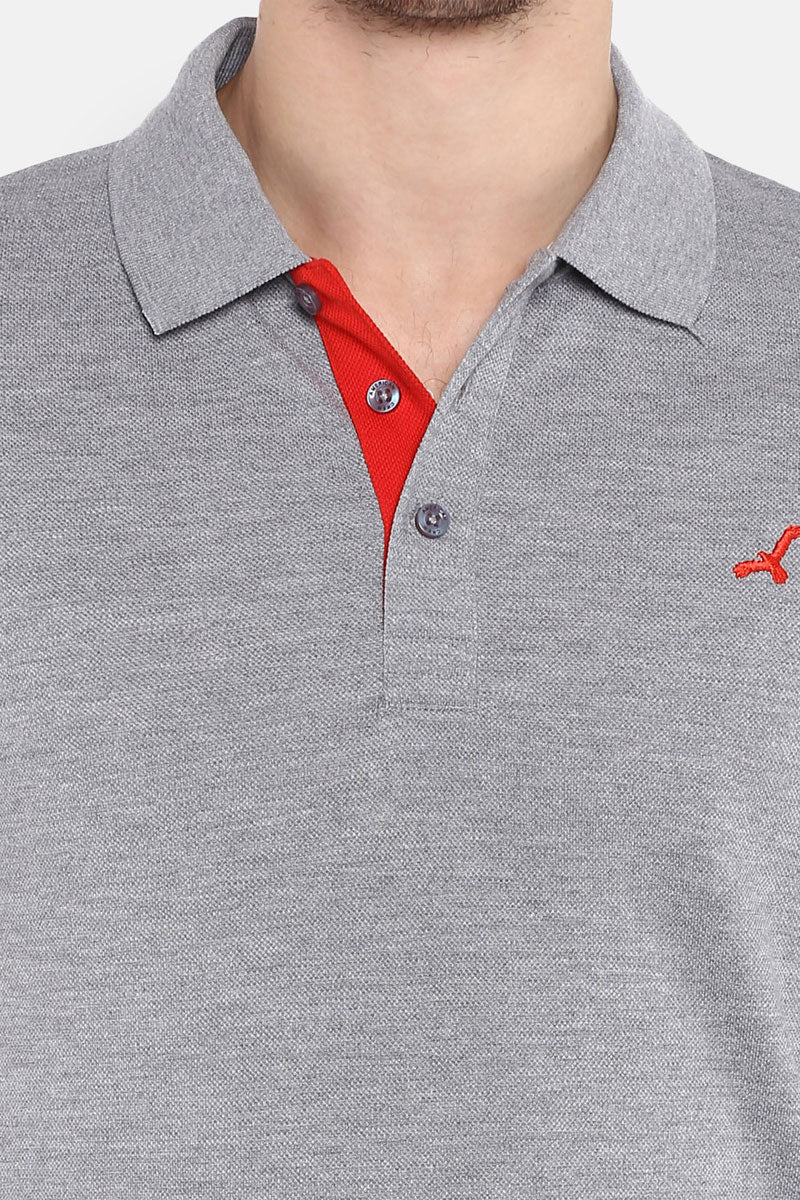 Men's Polo Collar T-Shirt - Grey Melange