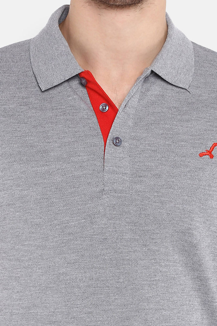 Men's Polo Collar T-Shirt - Grey Melange