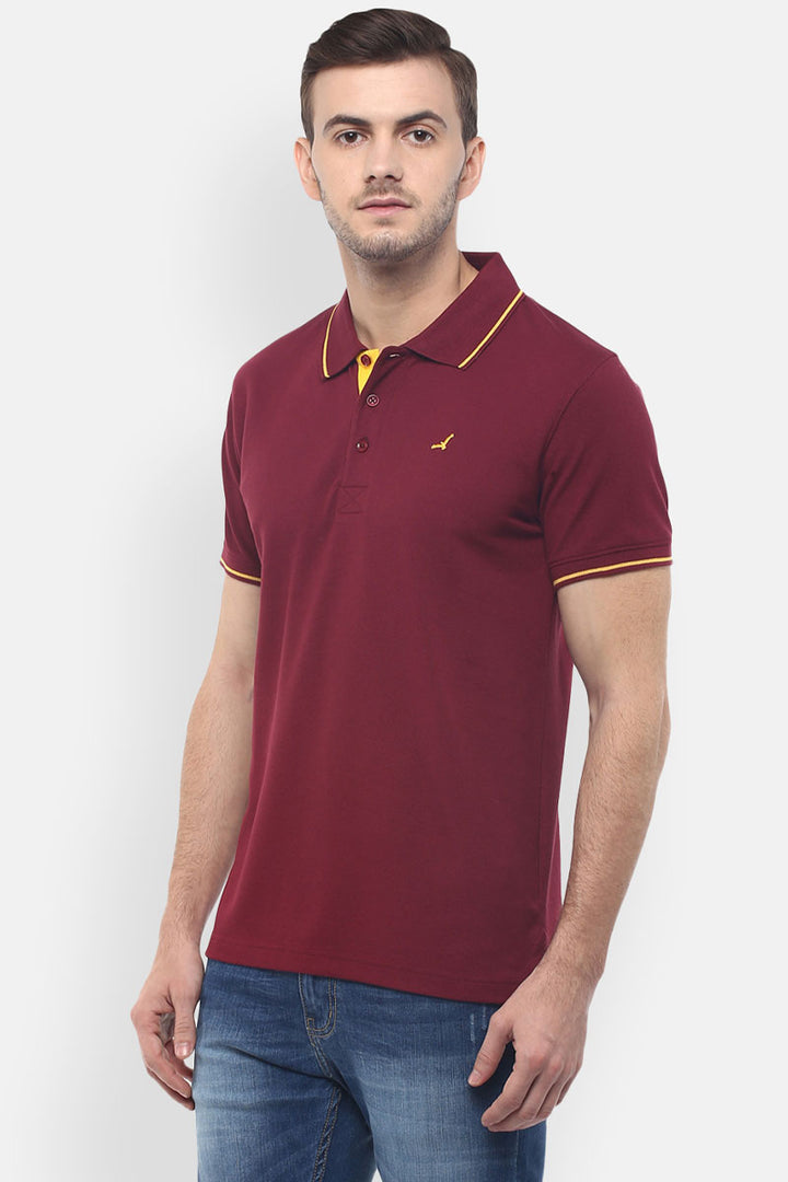 Men's Polo Collar T-Shirt - Burgundy