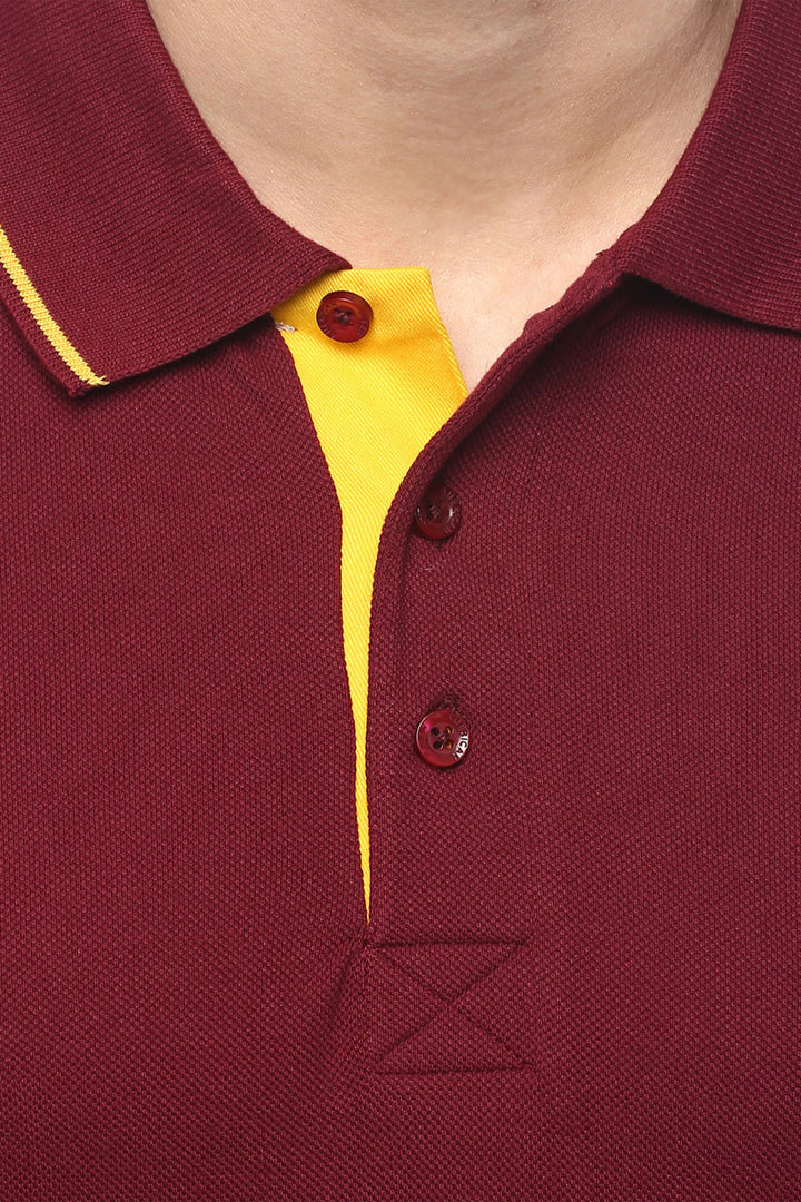 Men's Polo Collar T-Shirt - Burgundy