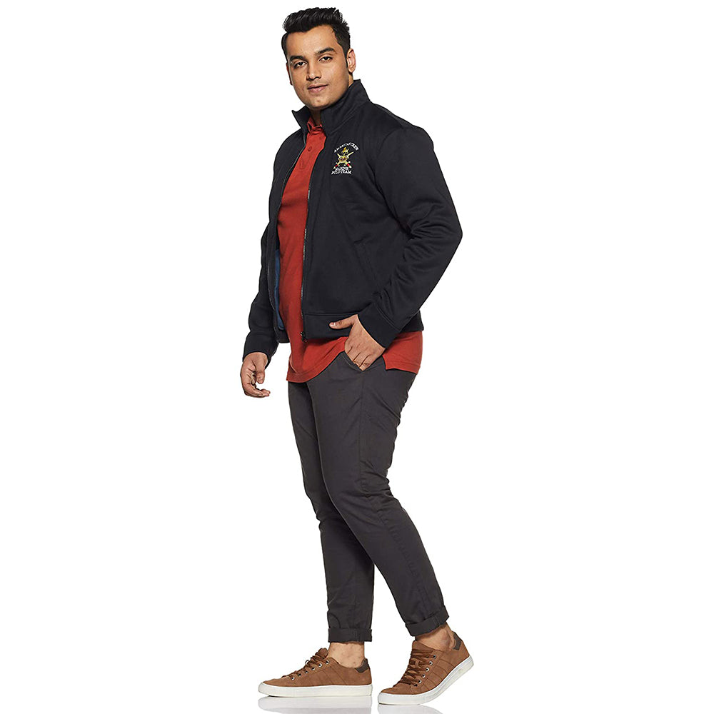 Plus Size Men's Solid Jacket - Black (No Exchange No Return)