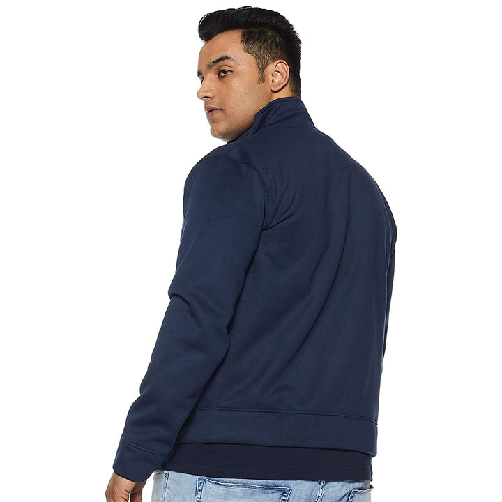 Winter Zipper Jacket For Plus Size Men  - Navy Blue