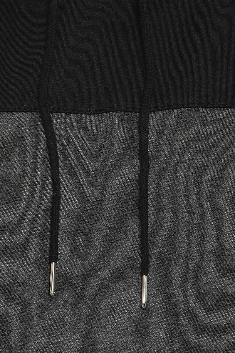 Plus Size Men's Hooded Hoodie - Black & Charcoal