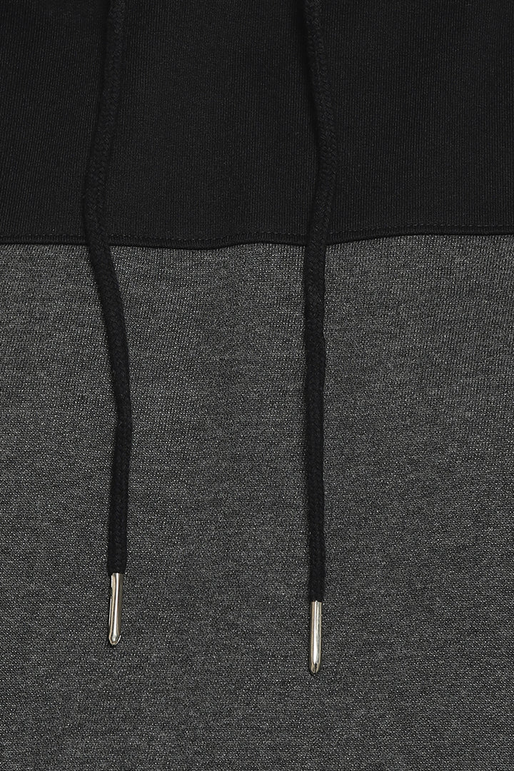 Plus Size Men's Hooded Hoodie - Black & Charcoal