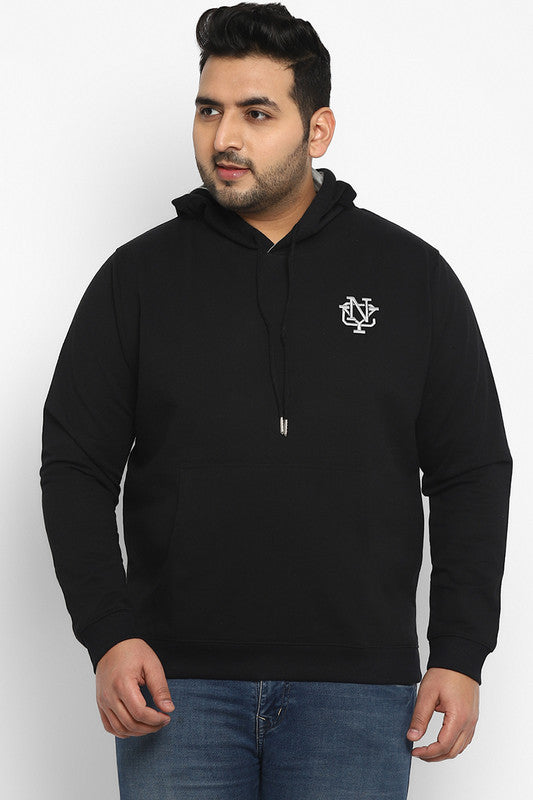 American Crew Plus Size Men's Hooded Hoodie- Black