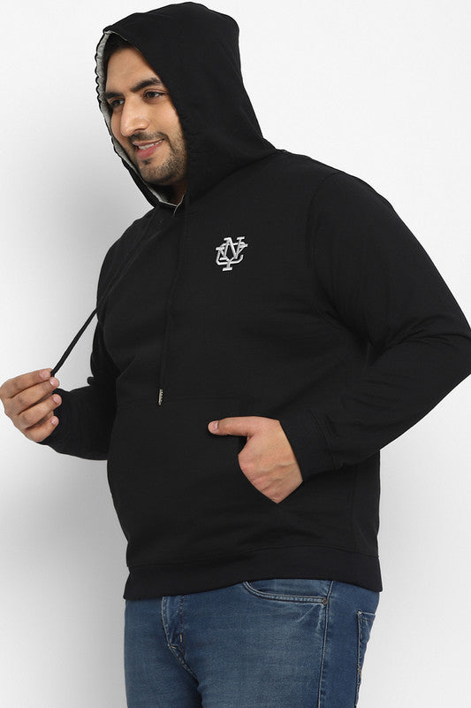 American Crew Plus Size Men's Hooded Hoodie- Black