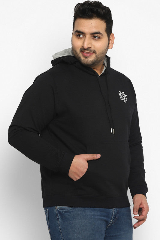 American Crew Plus Size Men's Hooded Hoodie- Black