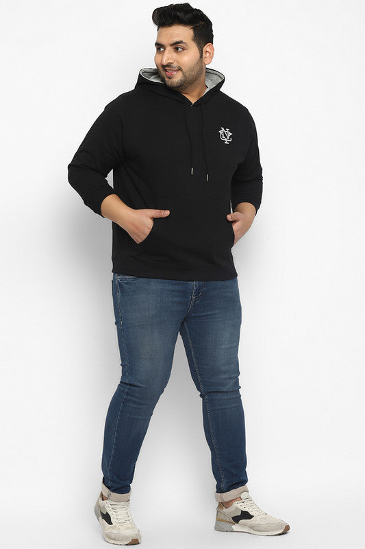 American Crew Plus Size Men's Hooded Hoodie- Black