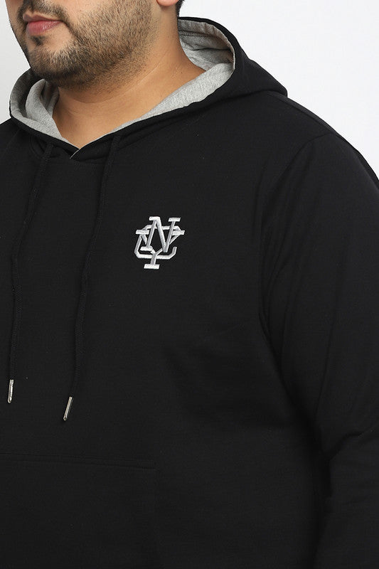 American Crew Plus Size Men's Hooded Hoodie- Black