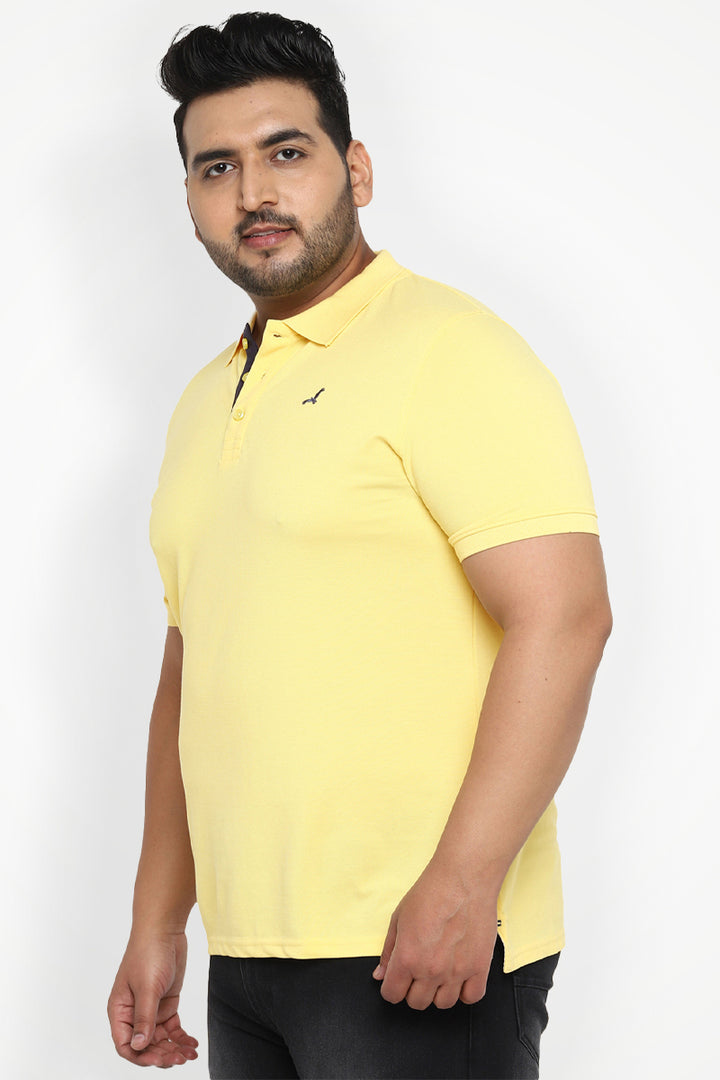 Polo Half Sleeves T-Shirt For Plus Size Men - Pastel Yellow