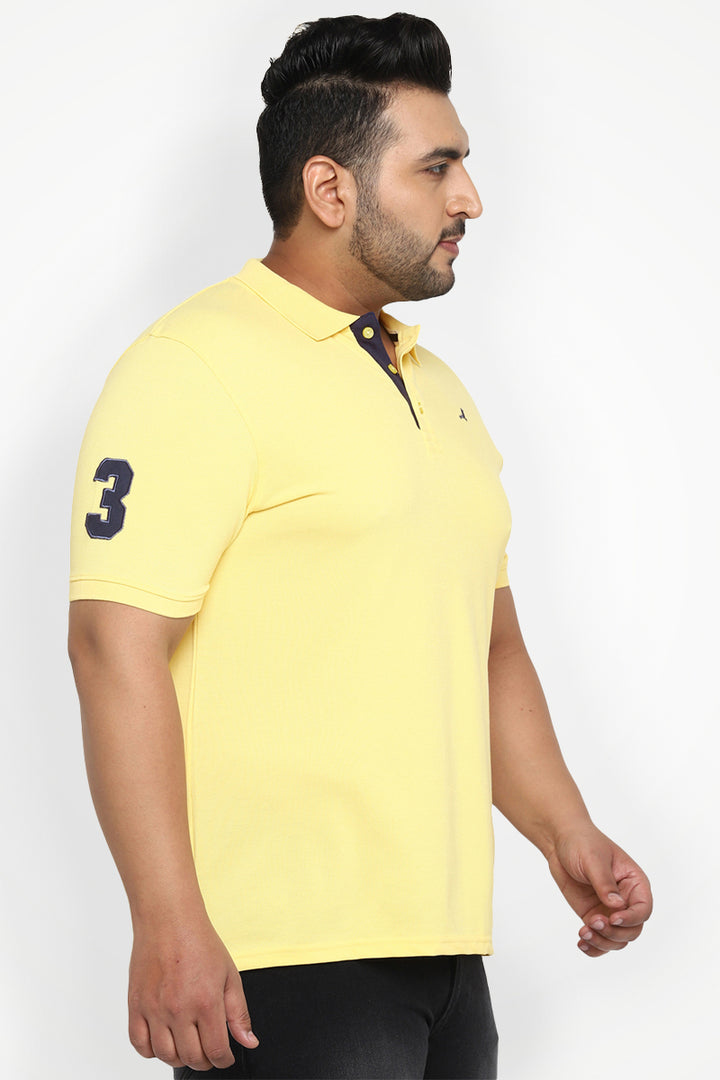 Polo Half Sleeves T-Shirt For Plus Size Men - Pastel Yellow