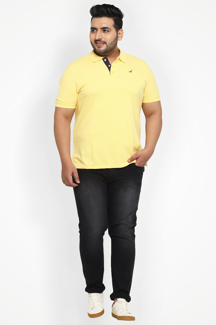 Polo Half Sleeves T-Shirt For Plus Size Men - Pastel Yellow