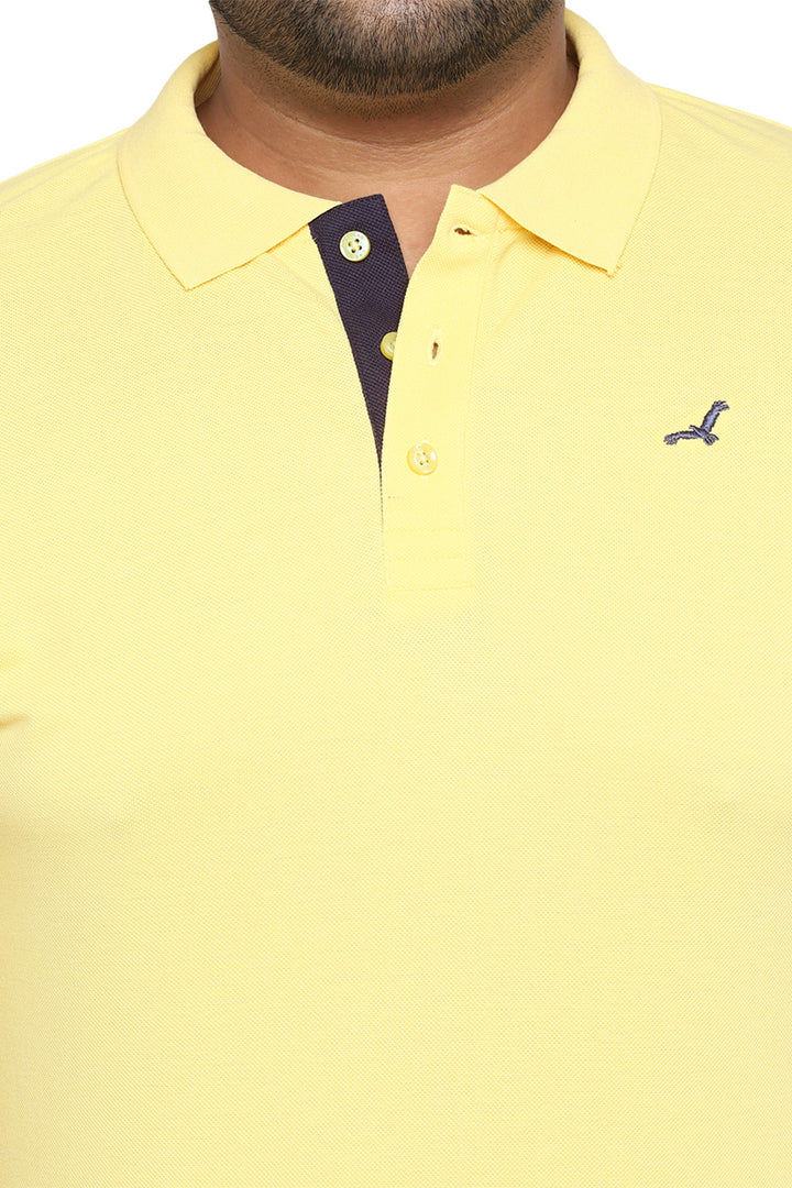 Polo Half Sleeves T-Shirt For Plus Size Men - Pastel Yellow