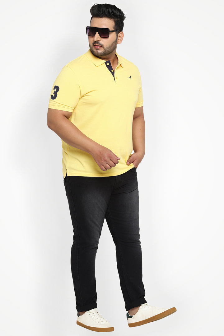 Polo Half Sleeves T-Shirt For Plus Size Men - Pastel Yellow