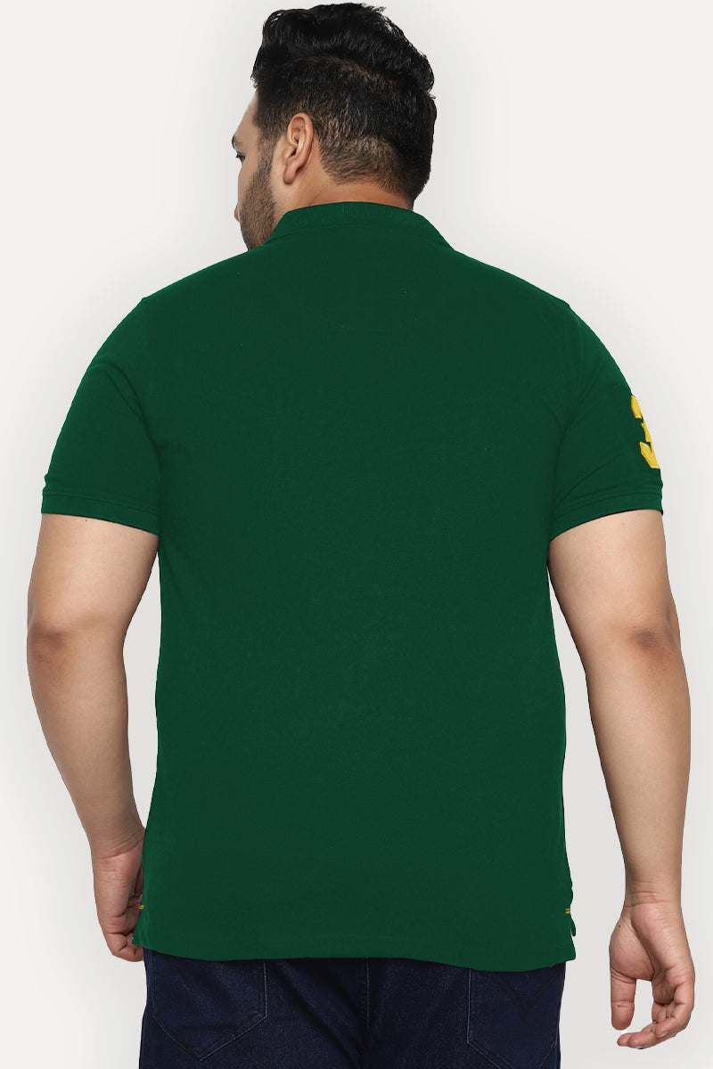 Polo Half Sleeves T-Shirt For Plus Size Men - Forest Green