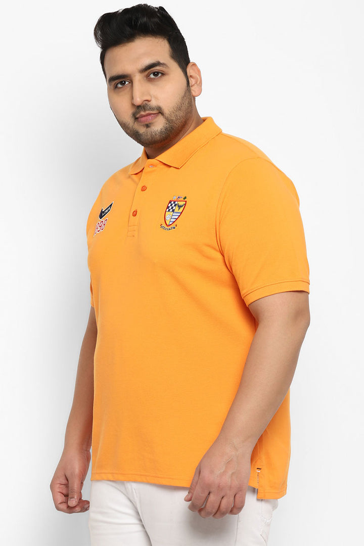 Polo Half Sleeves T-Shirt For Plus Size Men - Blazing Orange