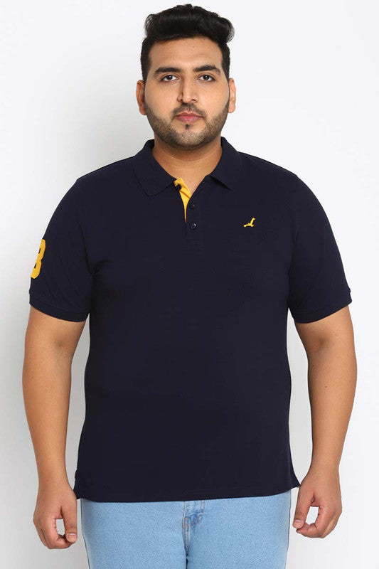 Polo Half Sleeves T-Shirt For Plus Size Men - Deep Navy