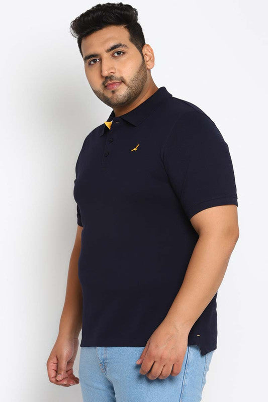 Polo Half Sleeves T-Shirt For Plus Size Men - Deep Navy
